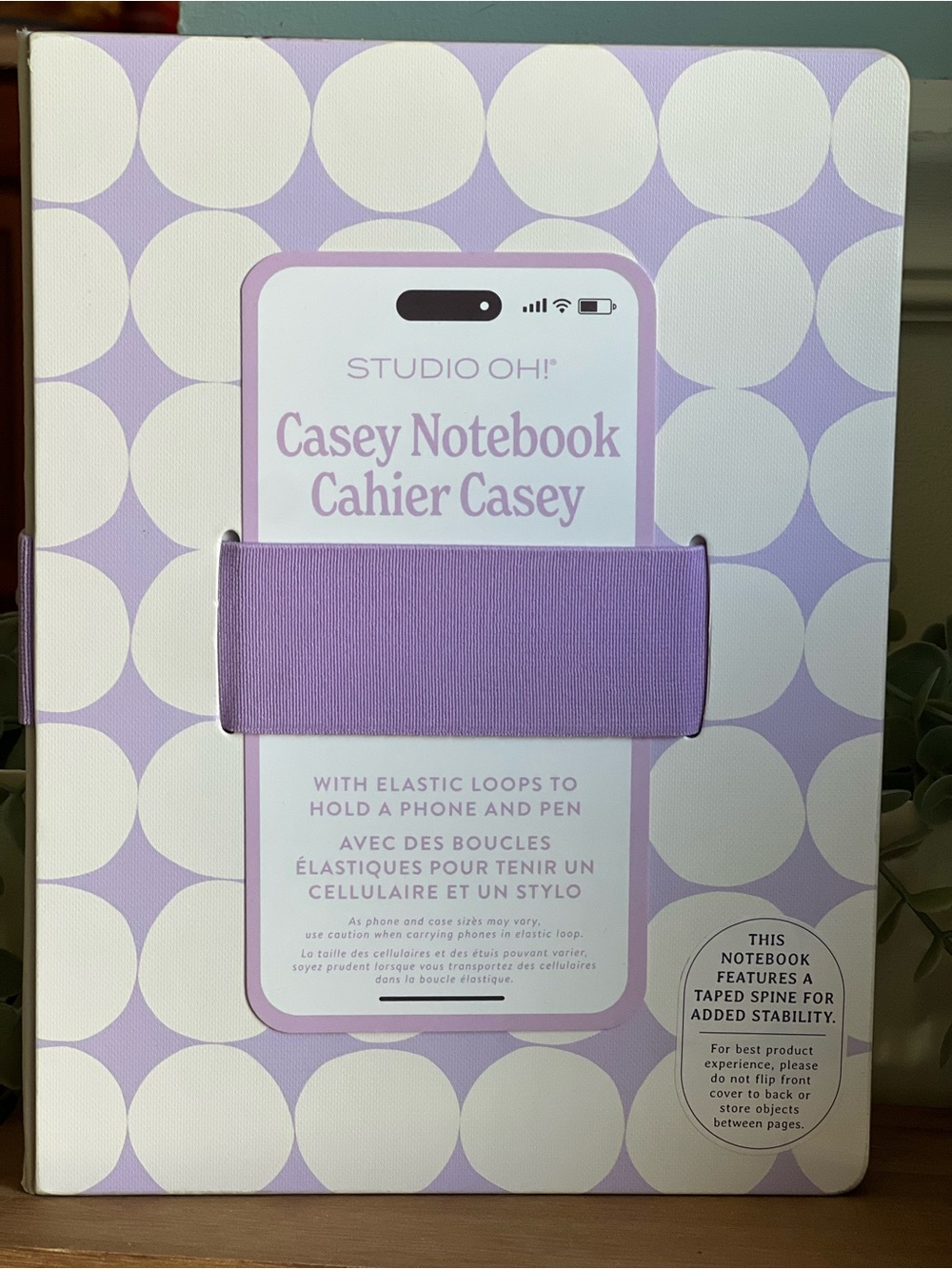 Studio Casey Notebook - Lavender Polka Dot Phone & Pen Holder